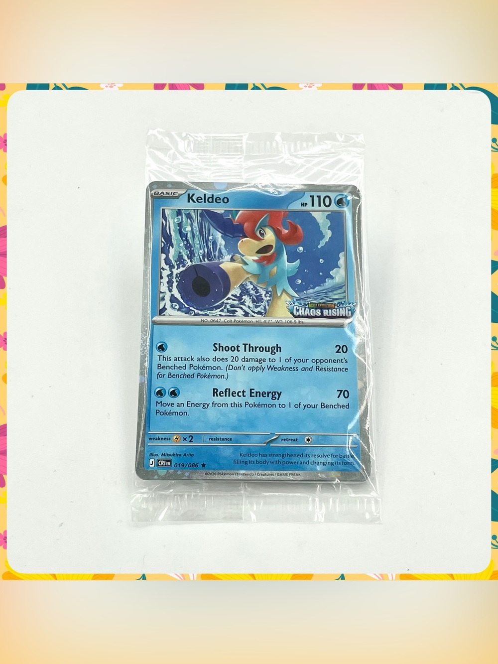 Sealed POKEMON TCG Keldeo Chaos Rising Stamped Card 019/086 RELEASE DAY PROMO